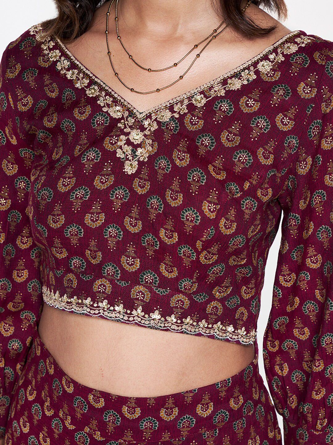 Global Desi Printed V-Neck Top & Palazzos