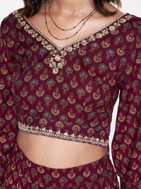 Global Desi Printed V-Neck Top & Palazzos
