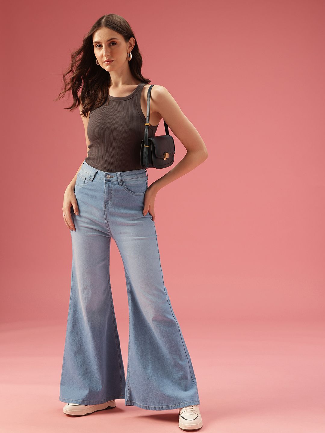DressBerry Women Flared High-Rise Light Fade Stretchable Jeans