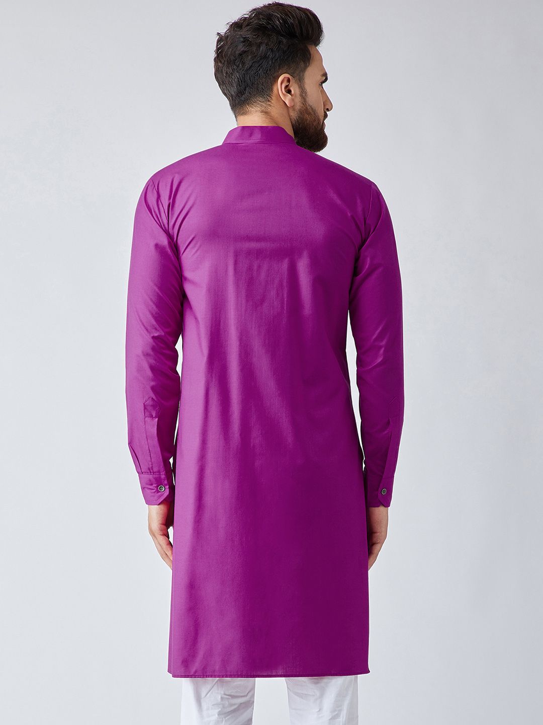 SOJANYA Lelaki Ungu Solid Kurta Lurus