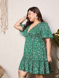Berrylush Curve Floral Print A-Line Dress