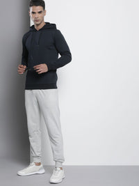 The Indian Garage Co Men Navy Blue Solid Hooded Sweatshirt