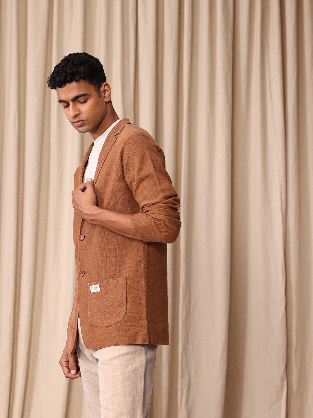 Mr Bowerbird Self Design Tailored Fit Single-Breasted Casual Blazer