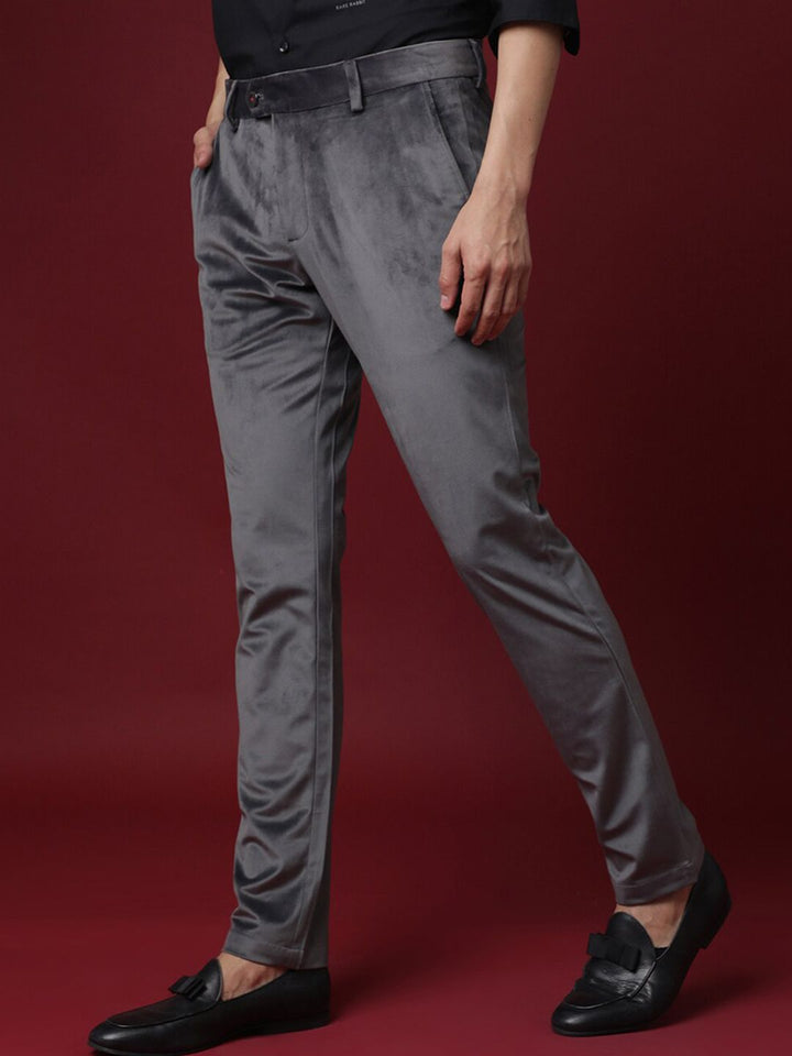 RARE RABBIT Men Ozzy Mid-Rise Slim Fit Cotton Trouser