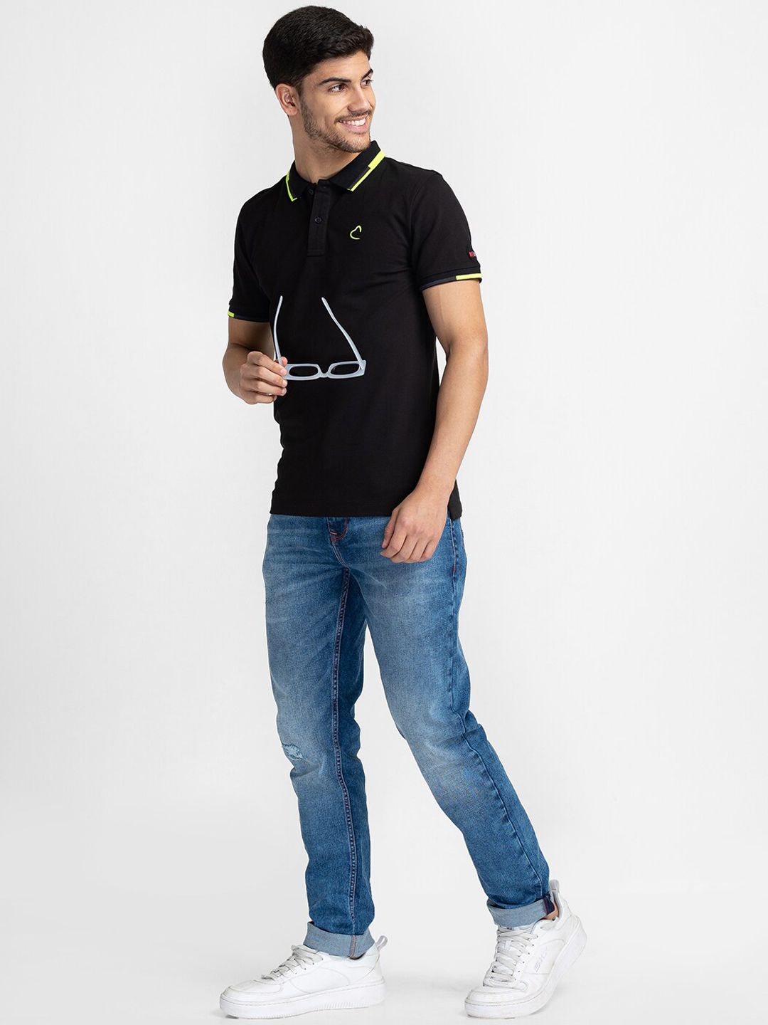 Being Human Men Slim Fit Low Distress Light Fade Jeans