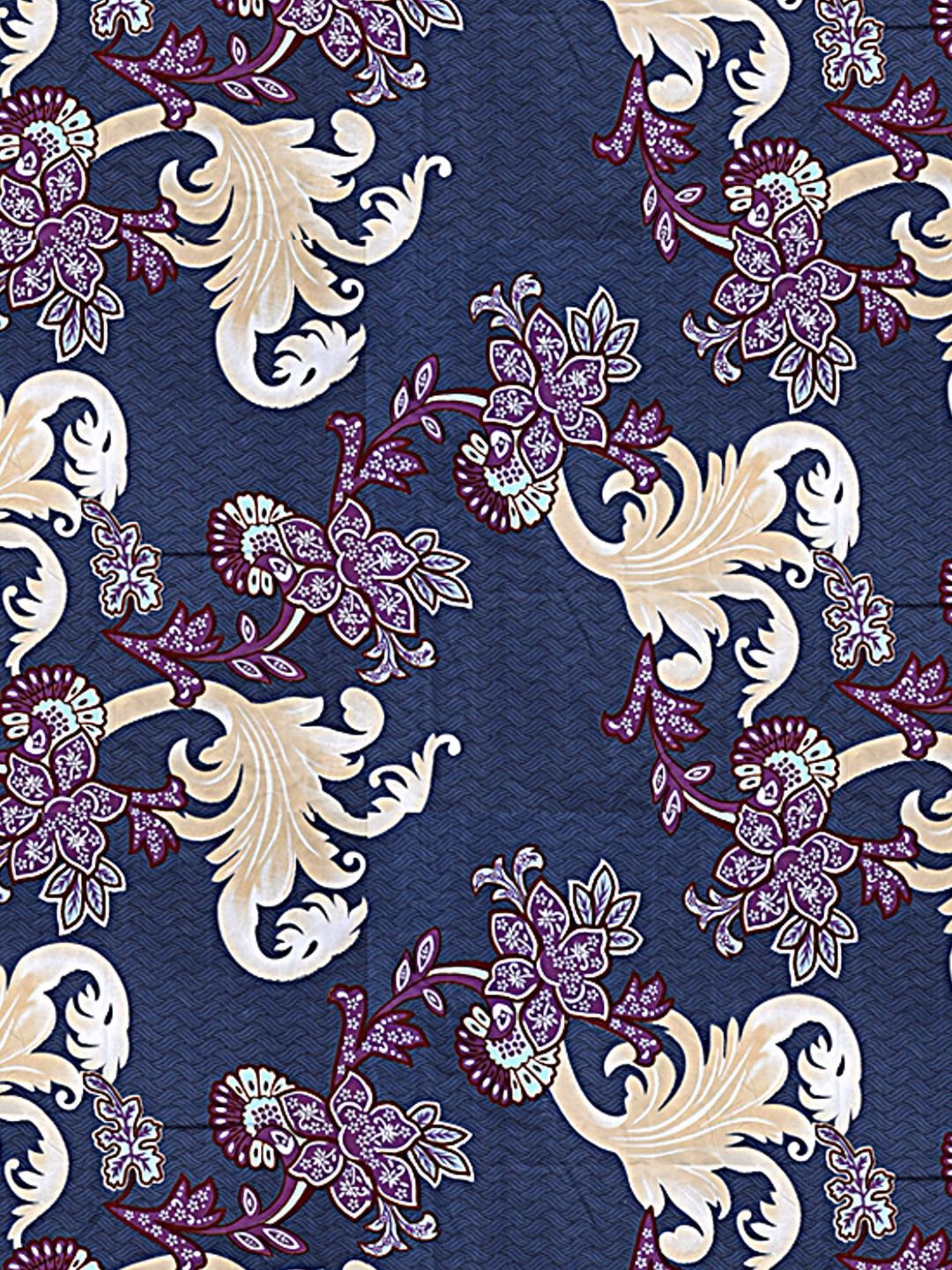 Cortina Glazed Cotton Navy Blue Paisley  140 TC King Bedsheet with 2 Pillow Covers