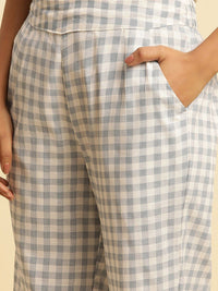 W Women Checked Straight Fit Ethnic Trousers