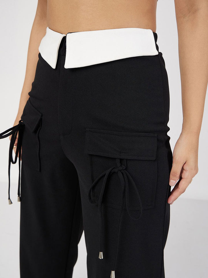 SASSAFRAS Women Plain Flat-Front High-Rise Cargos