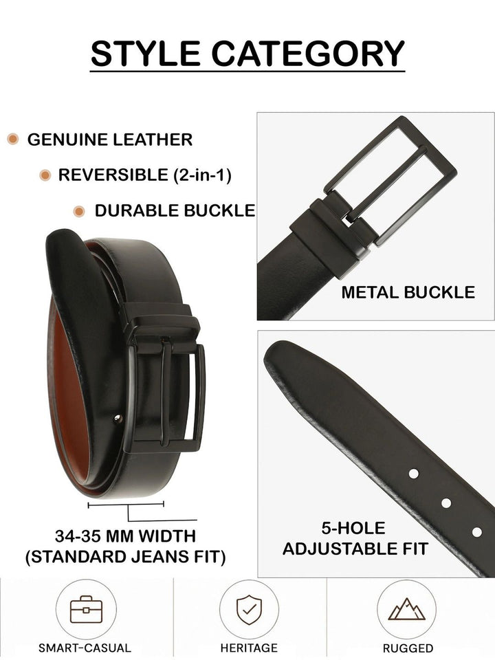 Teakwood Leathers Men Leather Reversible Formal Belt