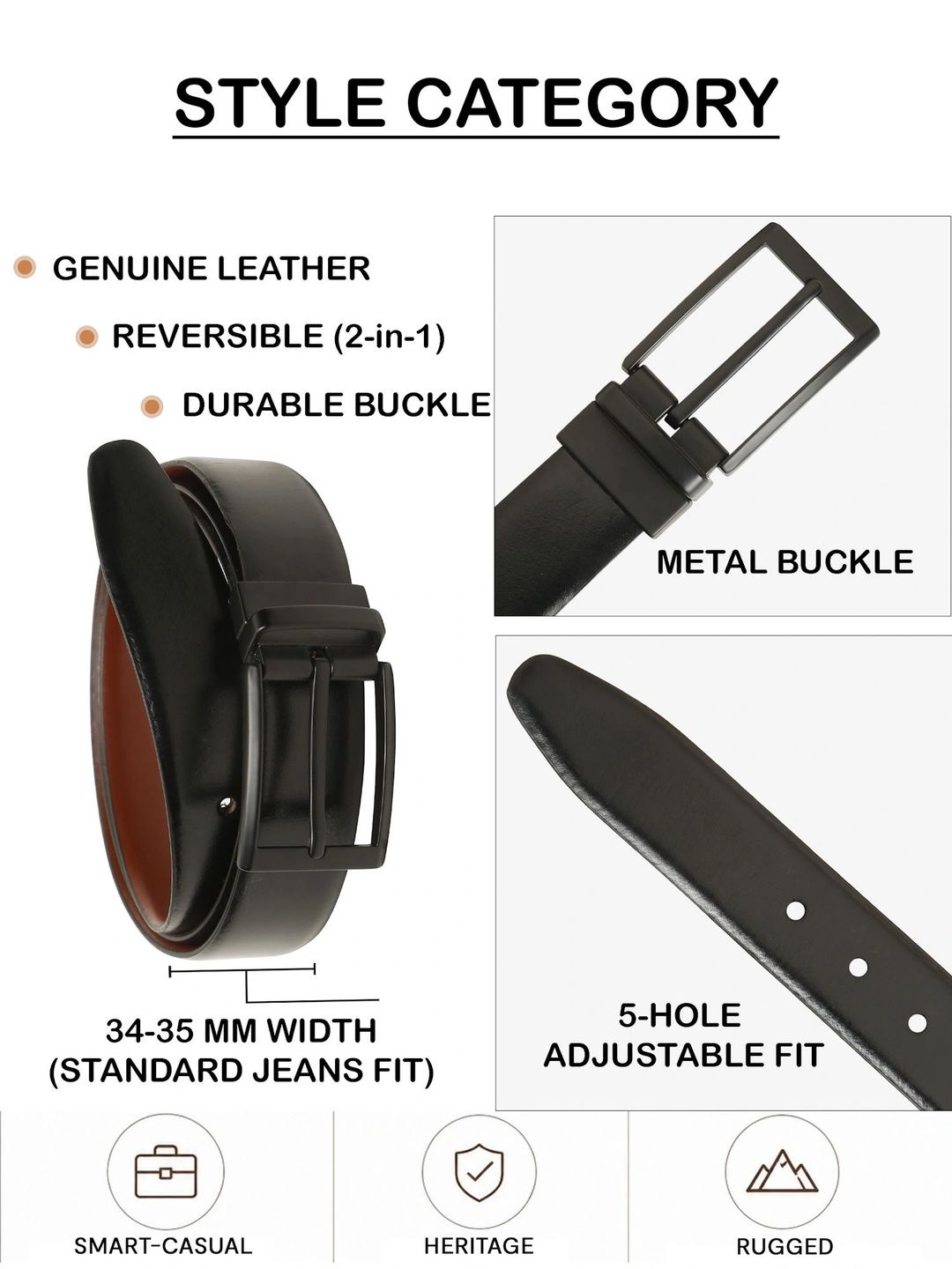 Teakwood Leathers Men Leather Reversible Formal Belt