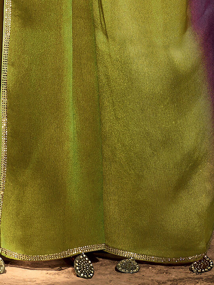 Saree mall Purple & Beige Ombre Embroidered Sarees