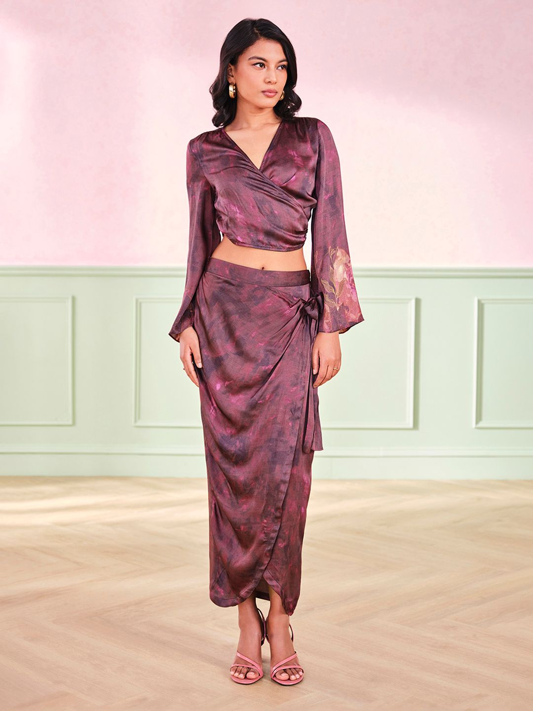 AND Women Dyed Top With Skirt Co-Ords