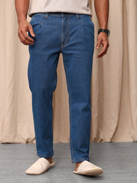 Mr Bowerbird Men Tapered Fit Mid-Rise Light Fade Pleated Stretchable Jeans