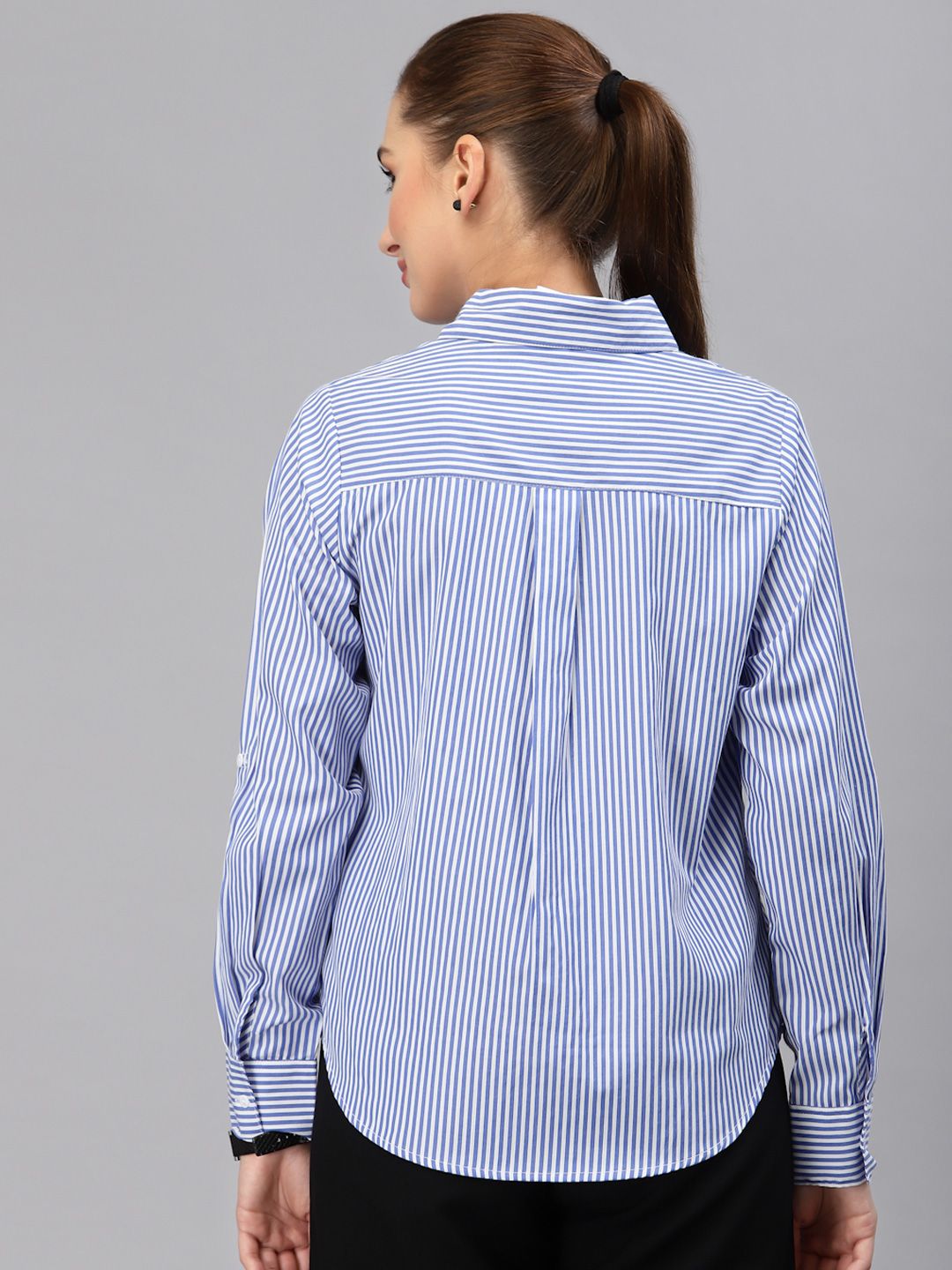 Style Quotient Women Blue Smart Striped Casual Shirt