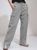 Tokyo Talkies Women Solid Straight FIt Cargo Pants