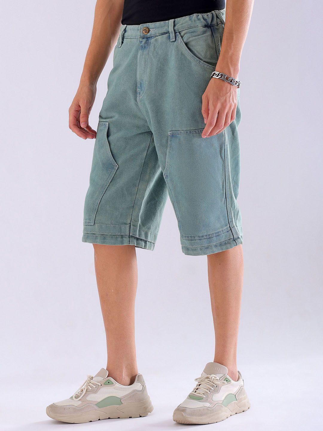 The Indian Garage Co Men Washed Outdoor Denim Shorts
