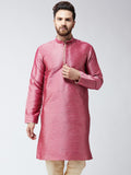 SOJANYA Men Pink Woven Design Straight Kurta