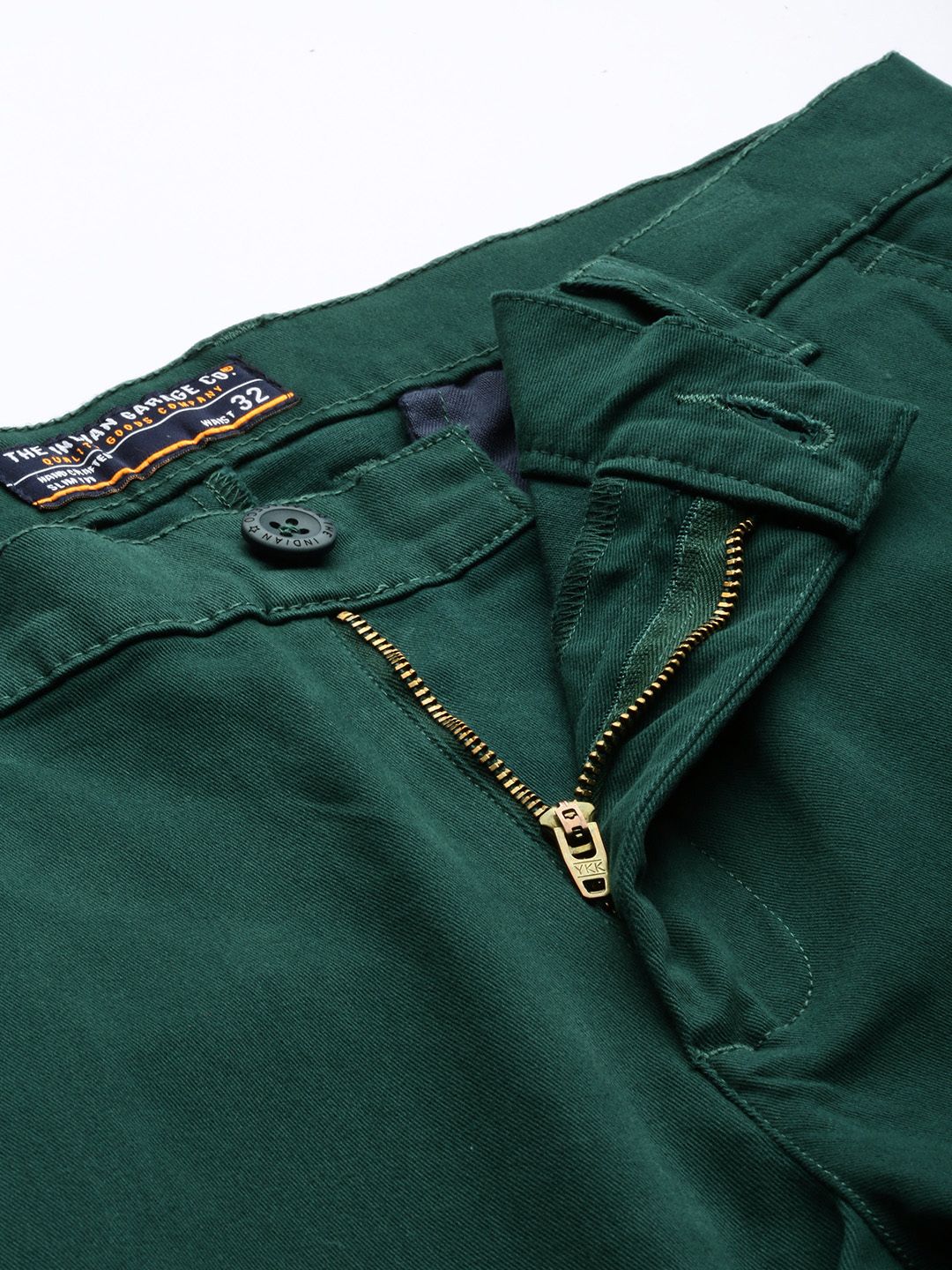 The Indian Garage Co Men Green Slim Fit Regular Trousers