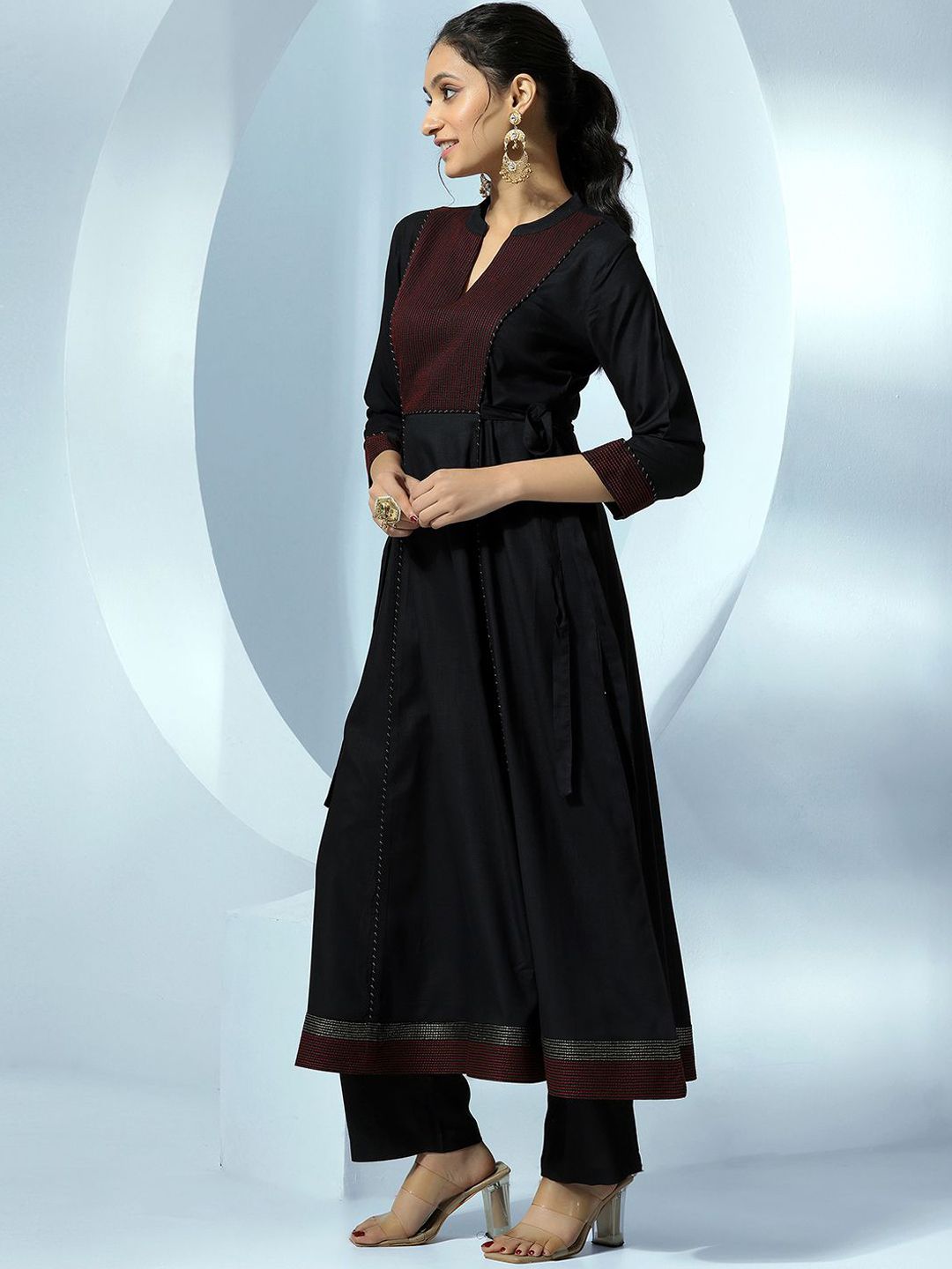 Libas Women Embroidered Thread Work Pure Cotton Kurta with Trousers & With Dupatta