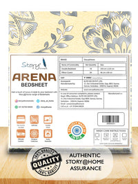 Story@home Cream & Grey Floral 180 TC Queen Bedsheet with 2 Pillow Covers