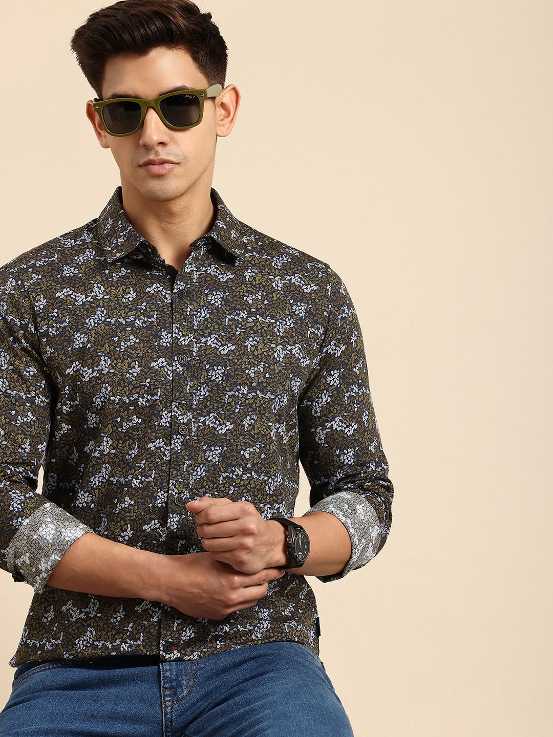 Being Human Pure Cotton Slim Fit Floral Opaque Printed Casual Shirt