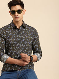 Being Human Pure Cotton Slim Fit Floral Opaque Printed Casual Shirt