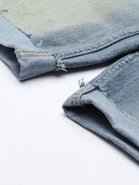 The Indian Garage Co Men Blue Washed Slim Fit Denim Shorts