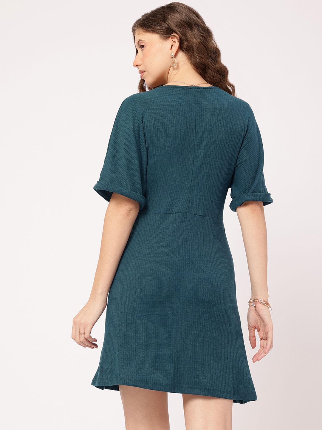 DressBerry Elevated Casuals Rib Knit Empire Mini Dress