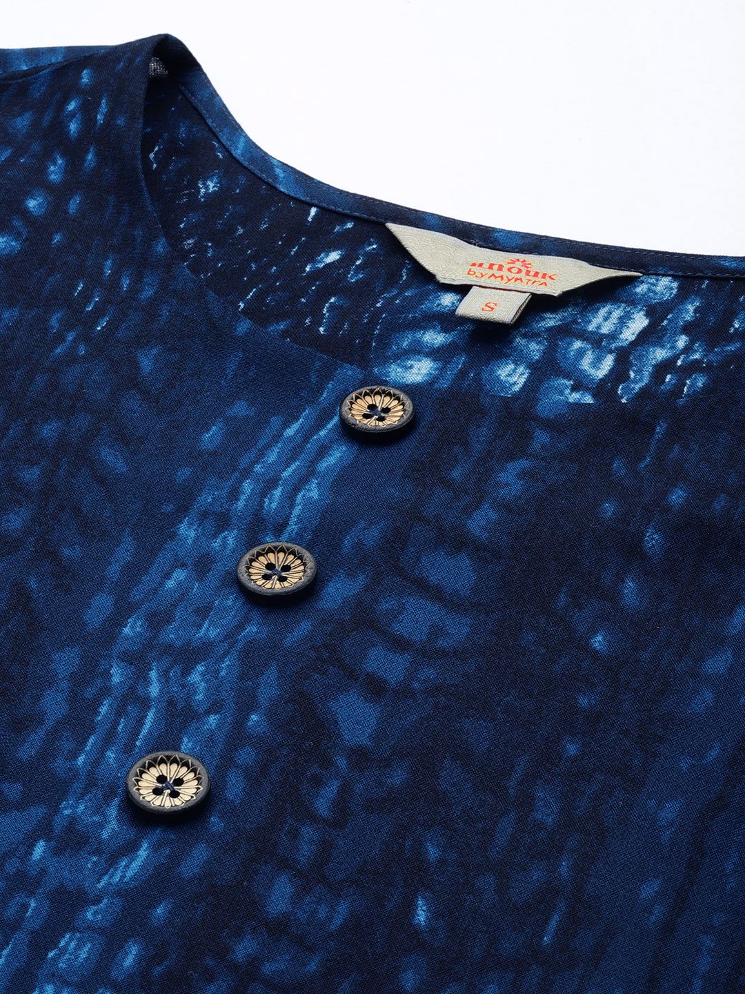 Anouk Abstract Printed Indigo Straight Kurta
