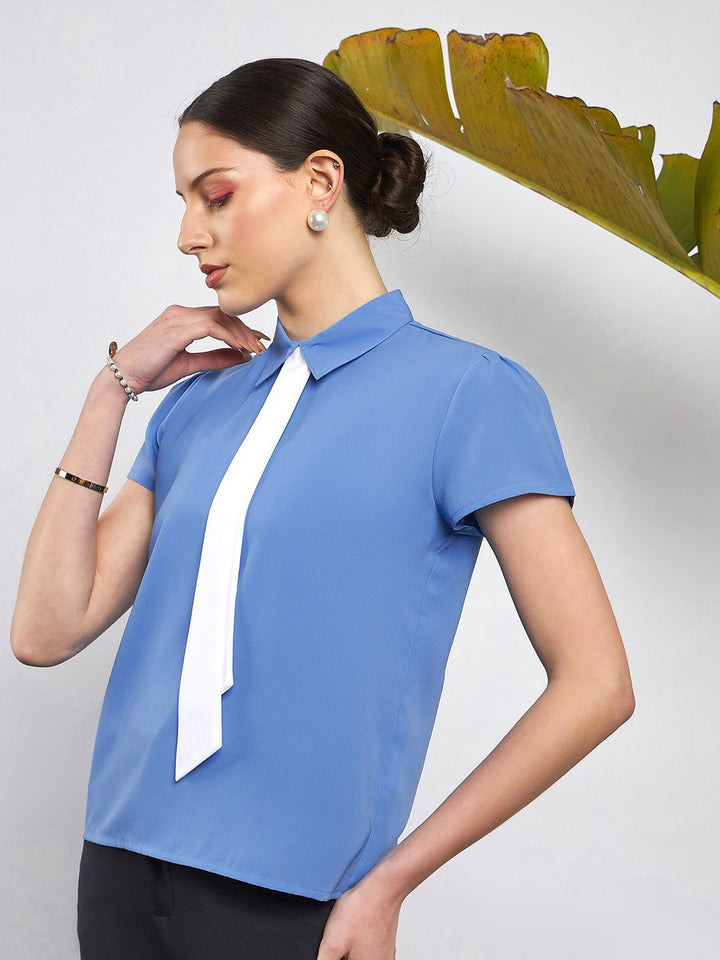 SASSAFRAS Shirt Collar Georgette Top
