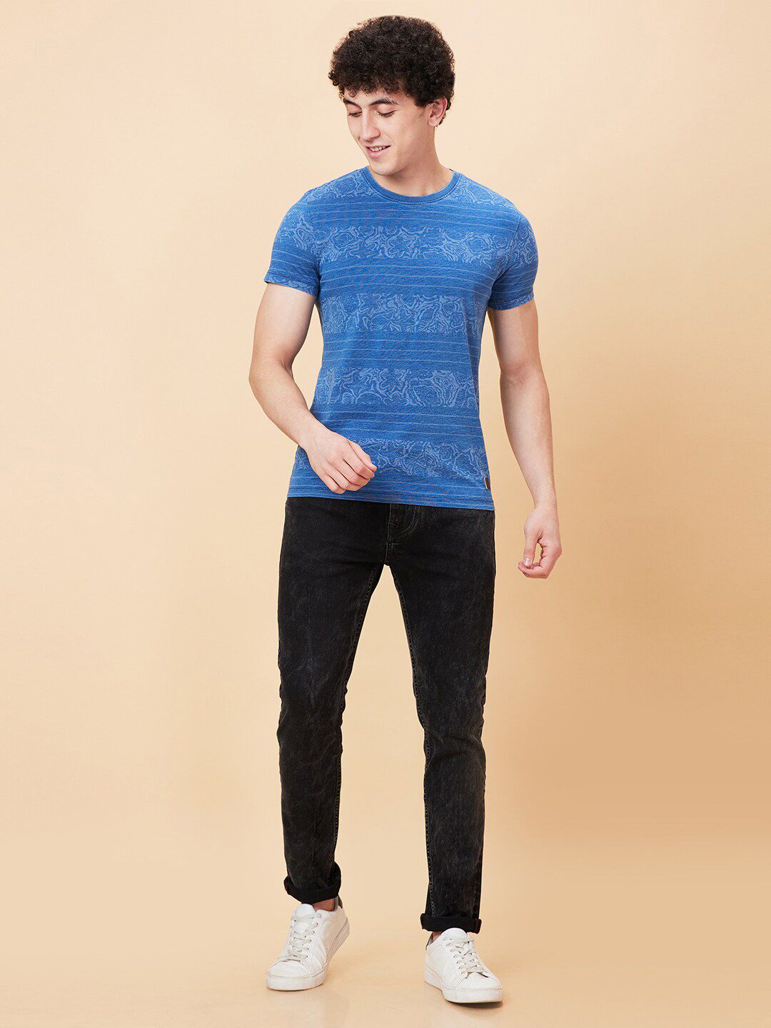Being Human Striped Round Neck Short Sleeves Tshirt