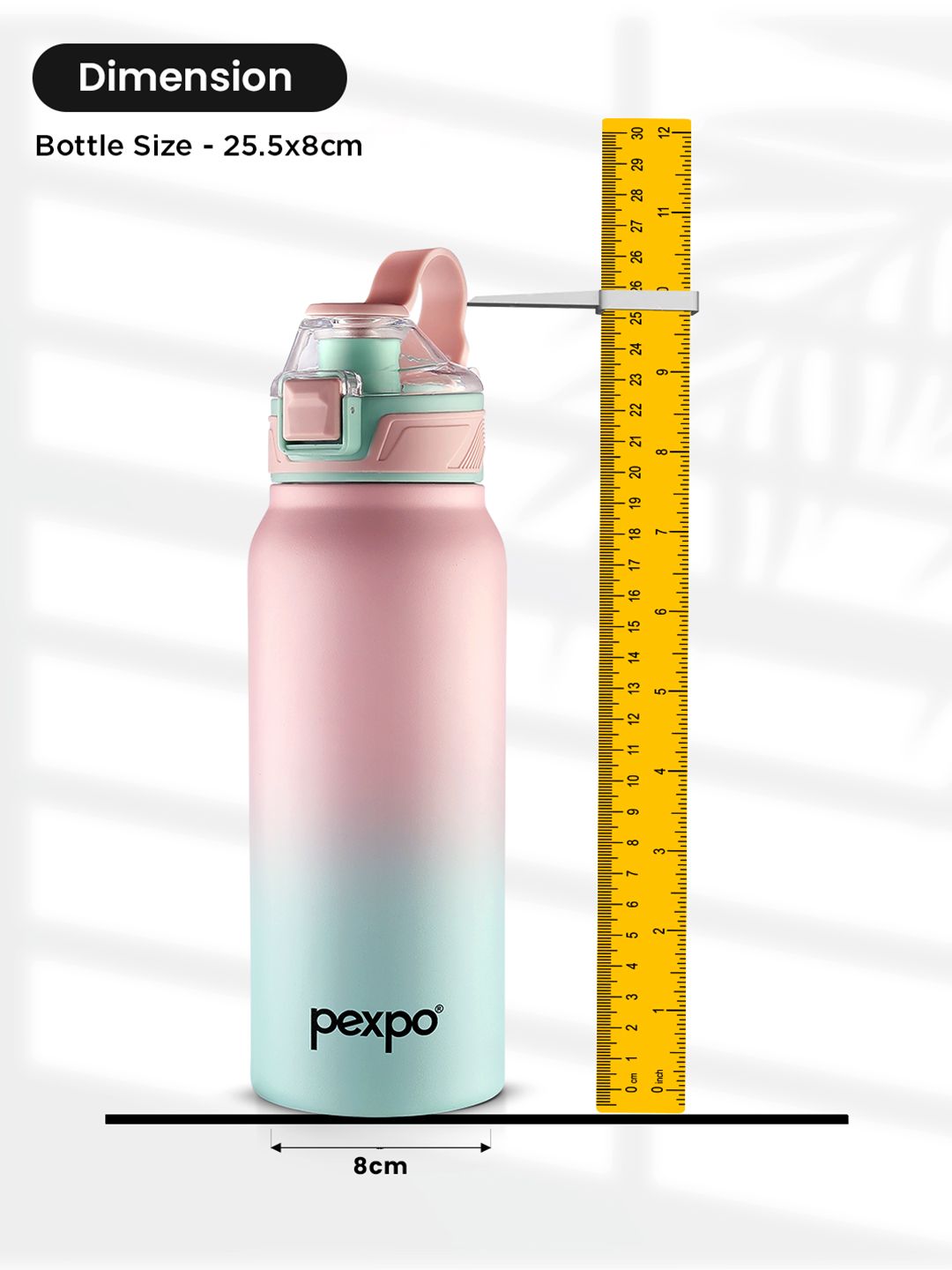 Pexpo Pink & Green Colourblocked Stainless Steel Double Wall Vacuum Water Bottle-740 ml