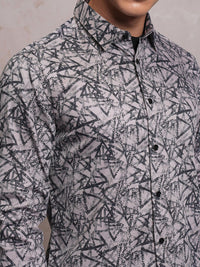 LOCOMOTIVE Luxe Satin Printed Party Shirt