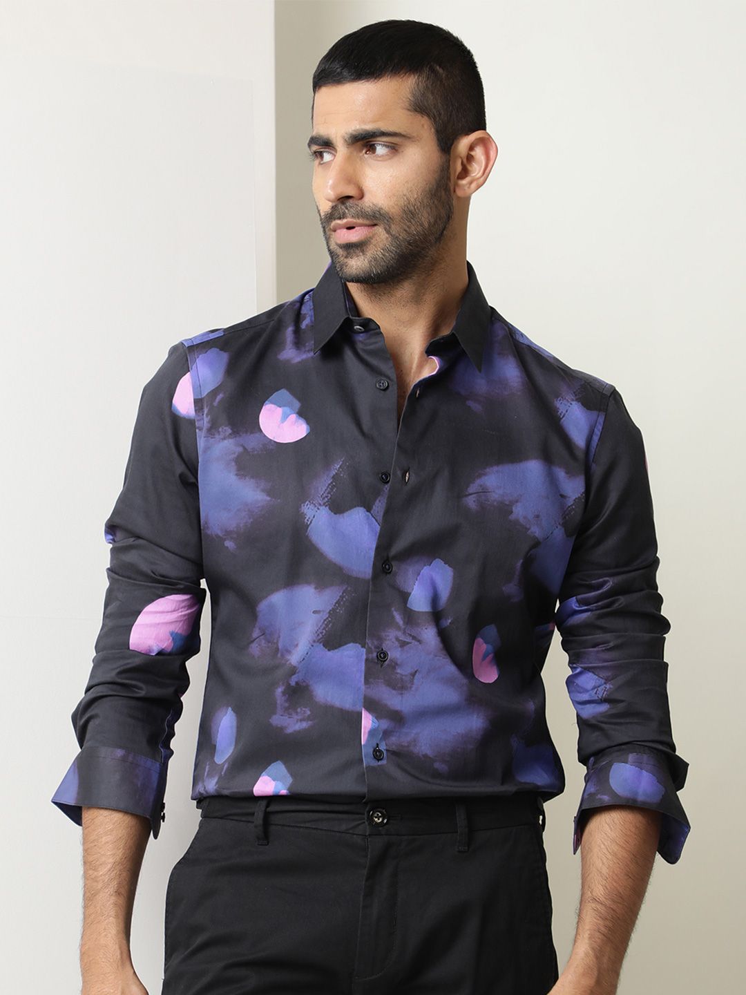 RARE RABBIT Men Pure Cotton Toforo Slim Fit Floral Printed Shirt