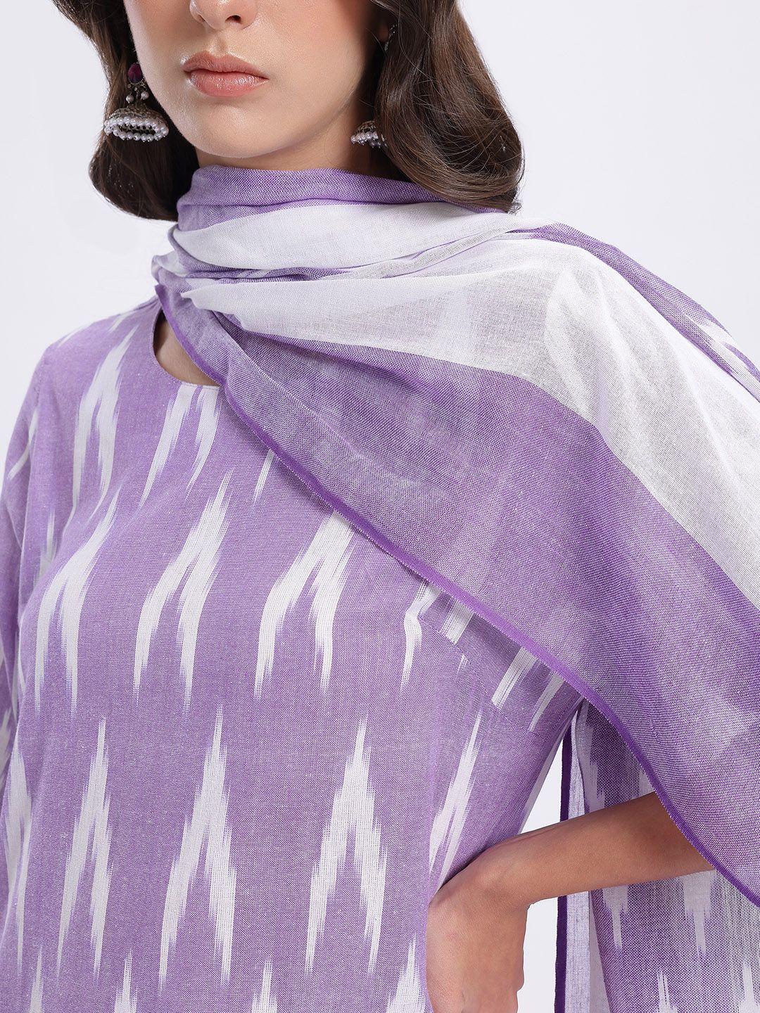 Anouk Ikat Print Kurta with Trousers & With Dupatta