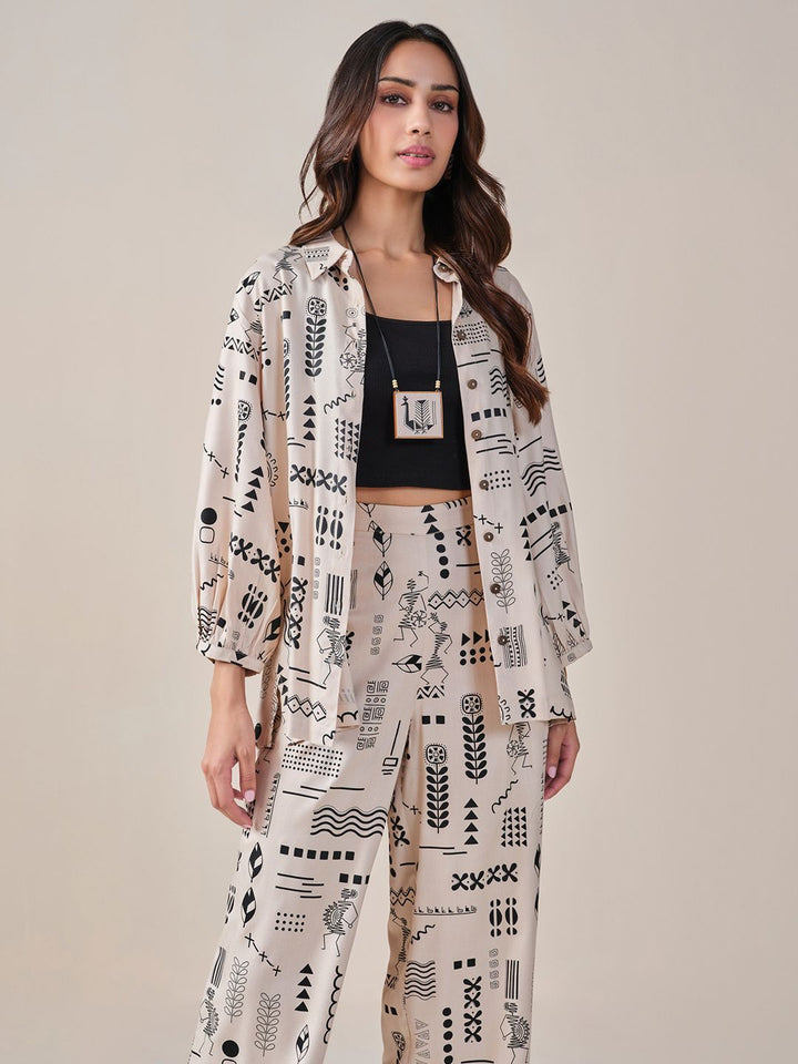 Global Desi Printed Shirt & Inner With Trousers