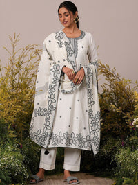 Libas Floral Regular Pure Cotton Kurta with Trousers & Dupatta