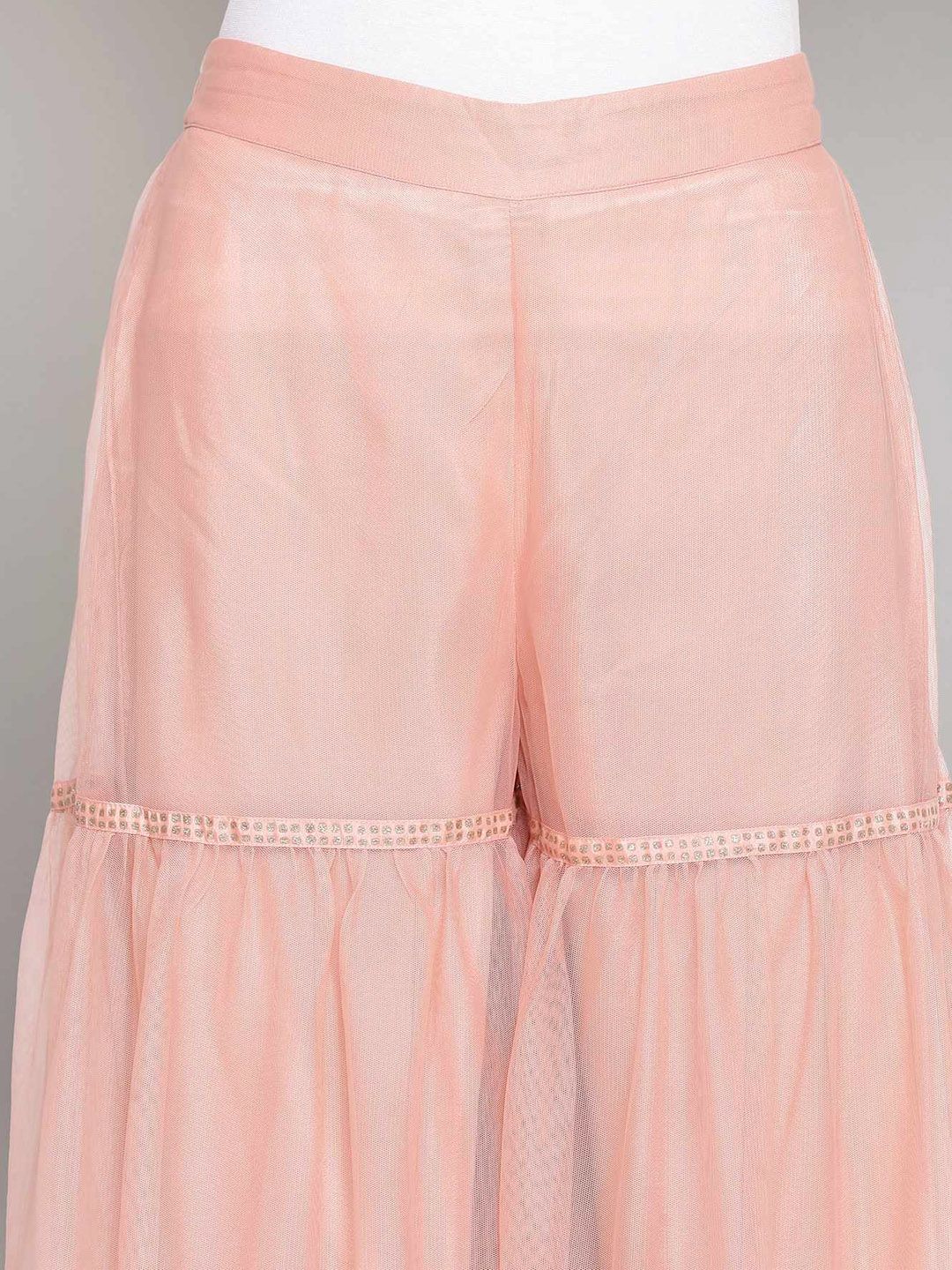 W Women Peach-Coloured Pleated Shararas