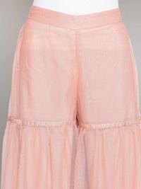 W Women Peach-Coloured Pleated Shararas