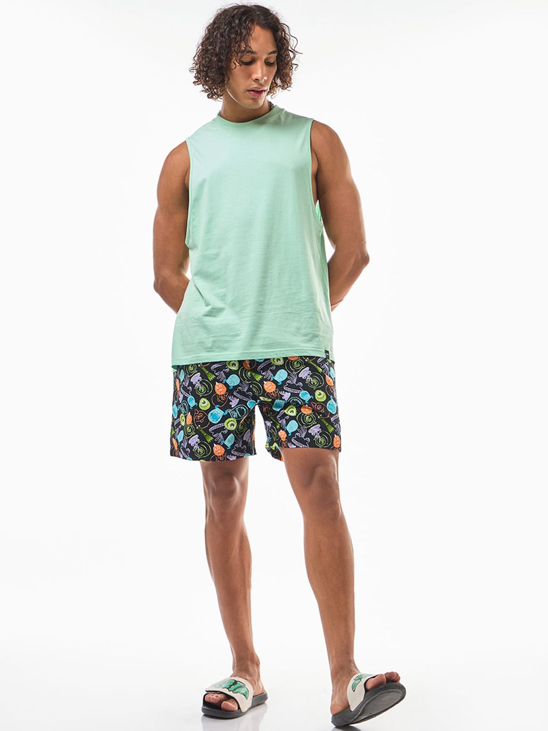 Bewakoof Black Printed Anti-Roll Cotton Boxers
