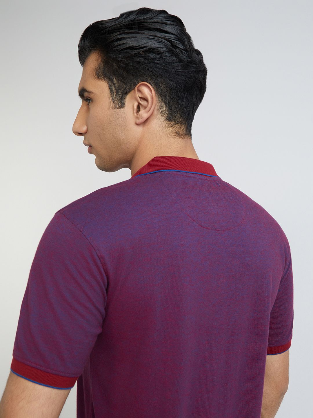 Raymond Pure Cotton Dual-Toned Modern Fit Polo Collar T-shirt