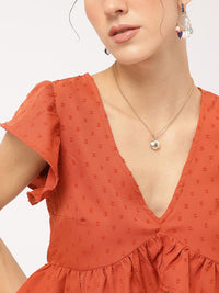 DressBerry Dobby Delight Ruffled Crop Top