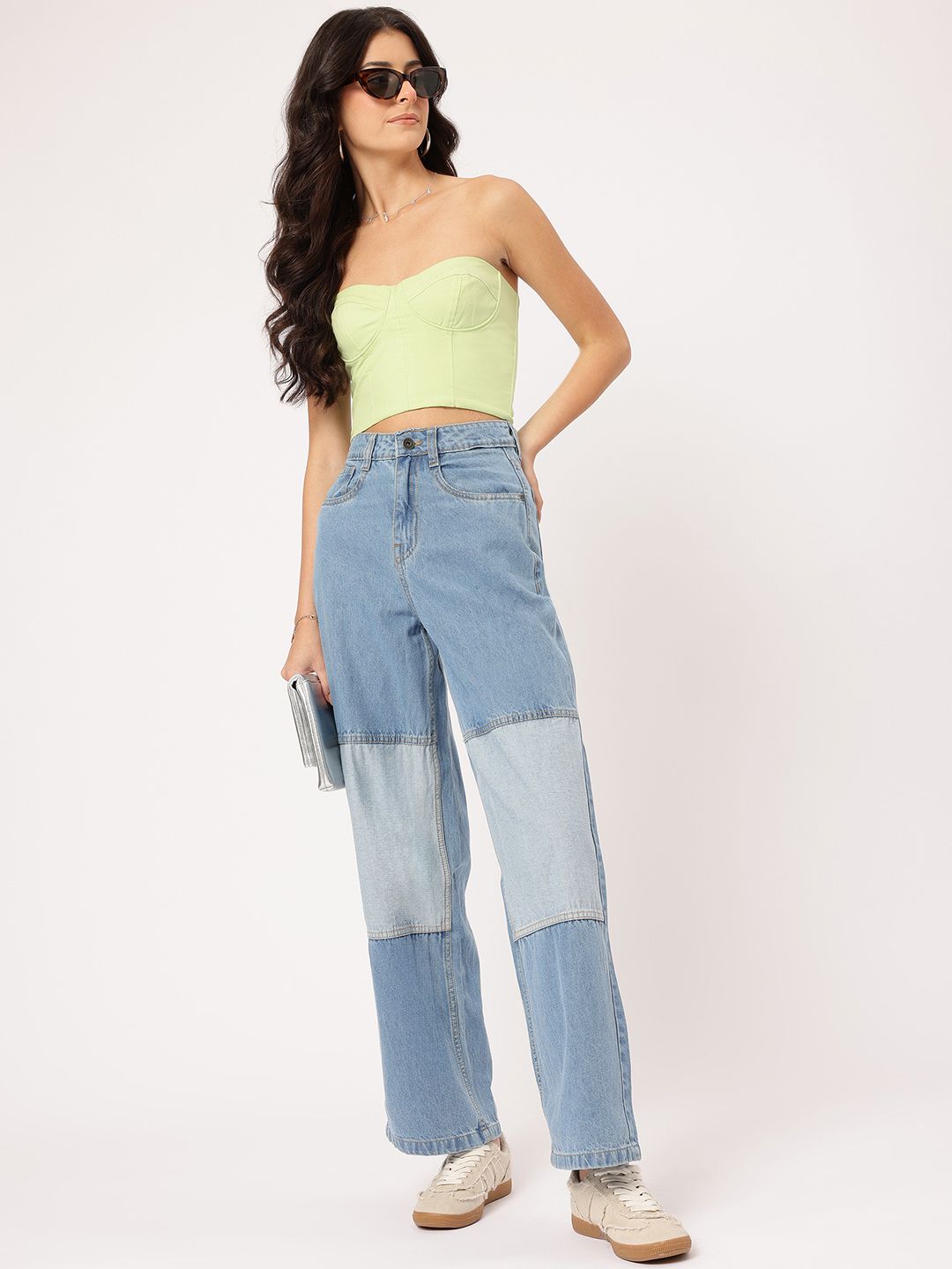 DressBerry Women Next-Gen Blues Colourblocked Baggy Fit Jeans