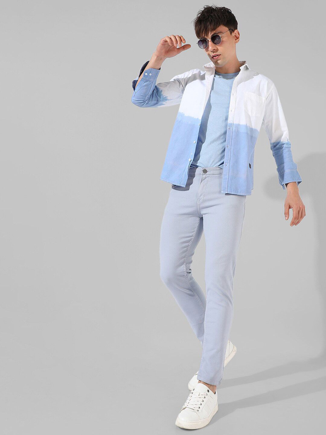 Campus Sutra Classic Fit Colourblocked Cotton Casual Shirt