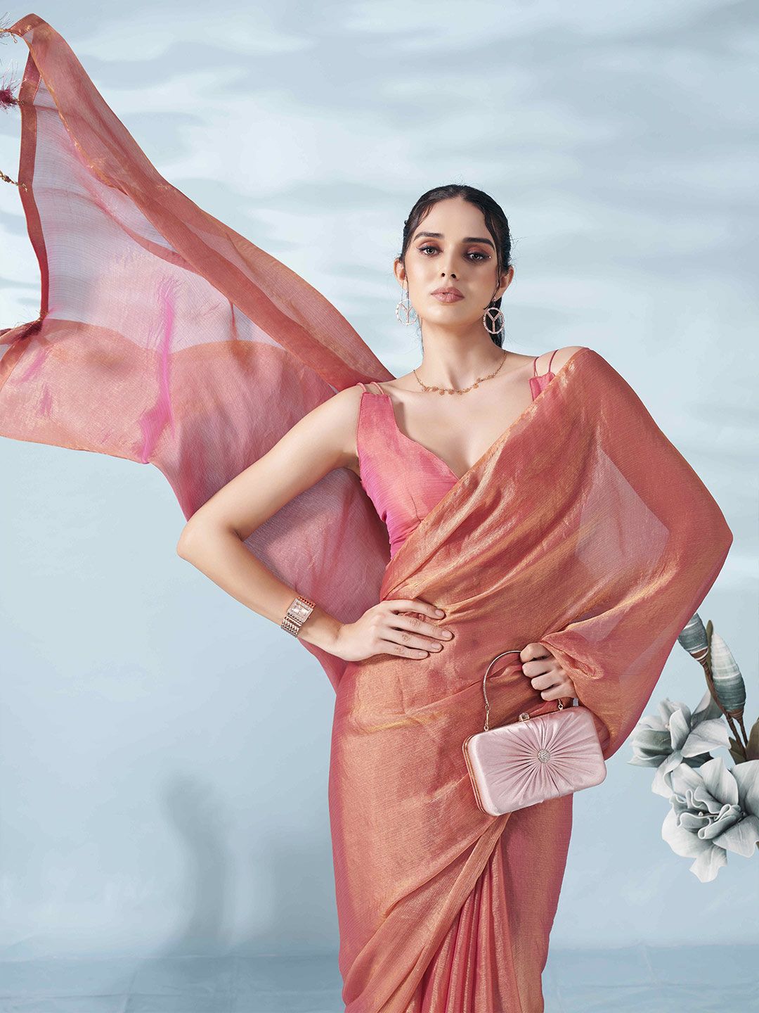 Tikhi Imli Two Tone Poly Chiffon Saree