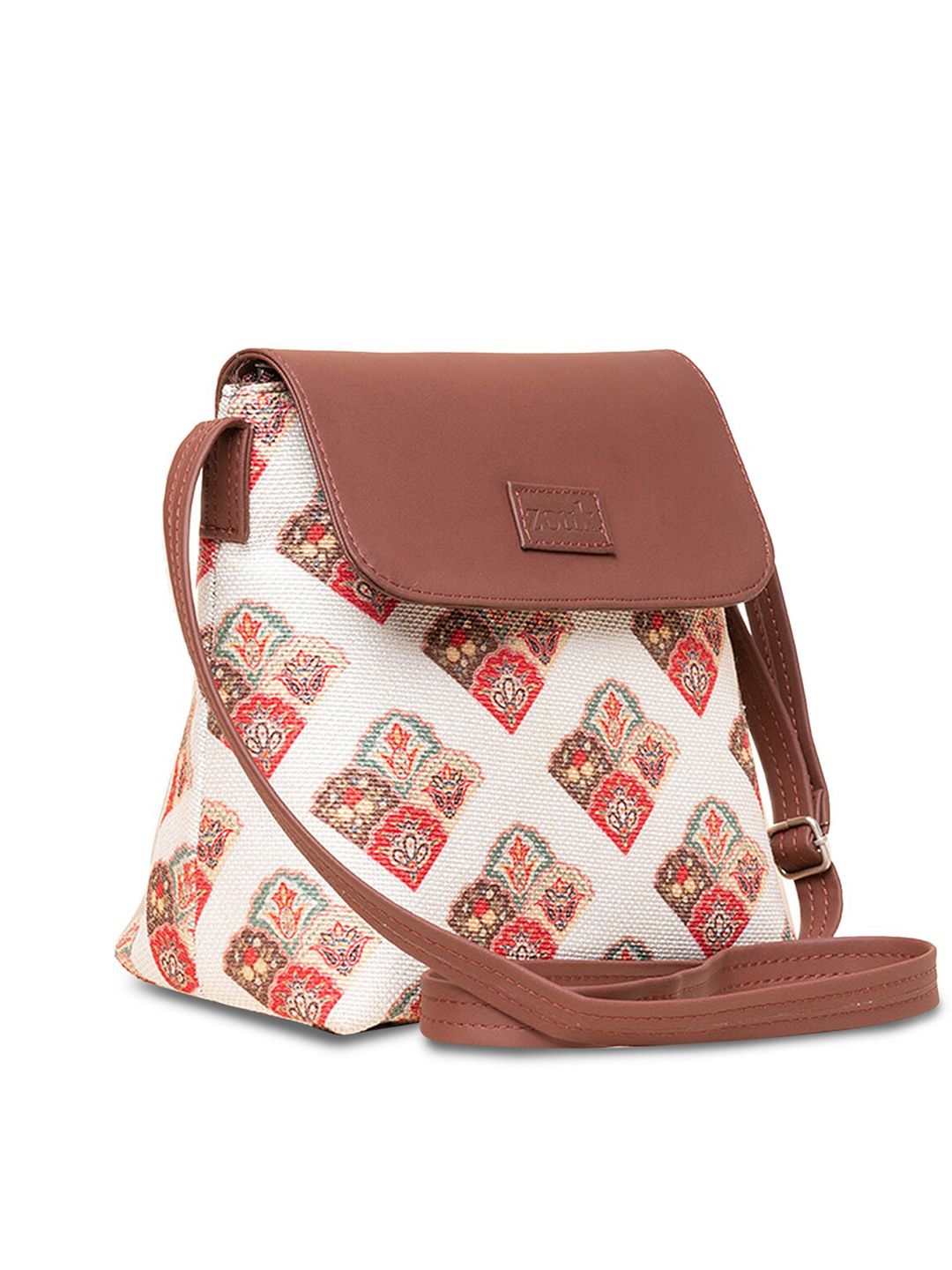 ZOUK Ethnic Motifs Printed Structured Sling Bag