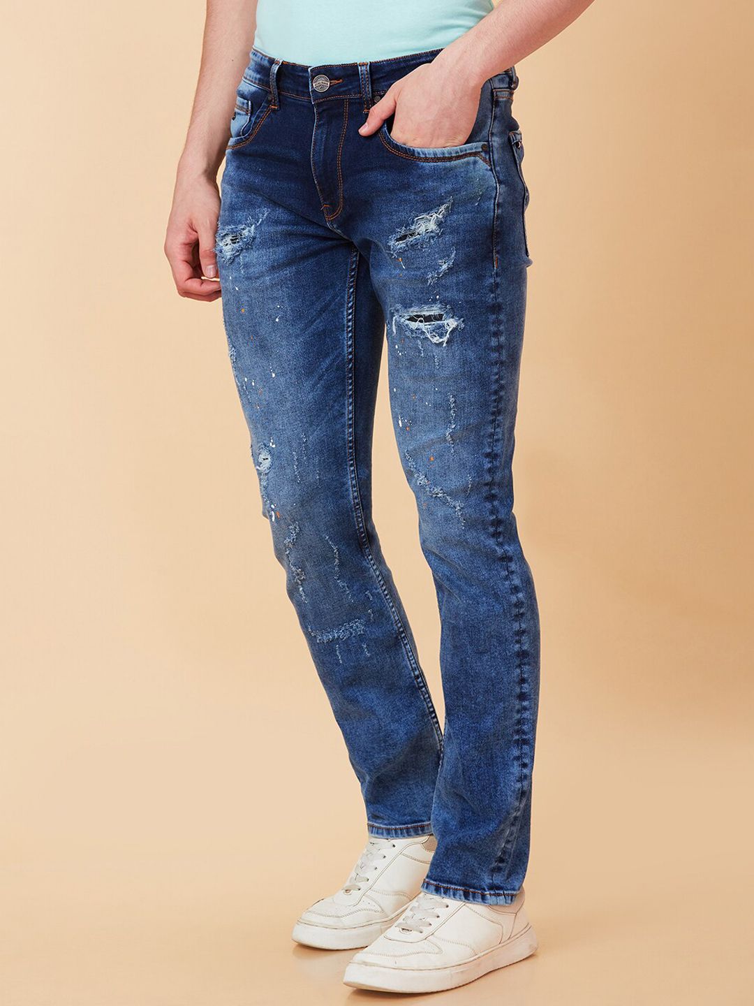 Being Human Men Slim Fit Mildly Distressed Heavy Fade Jeans
