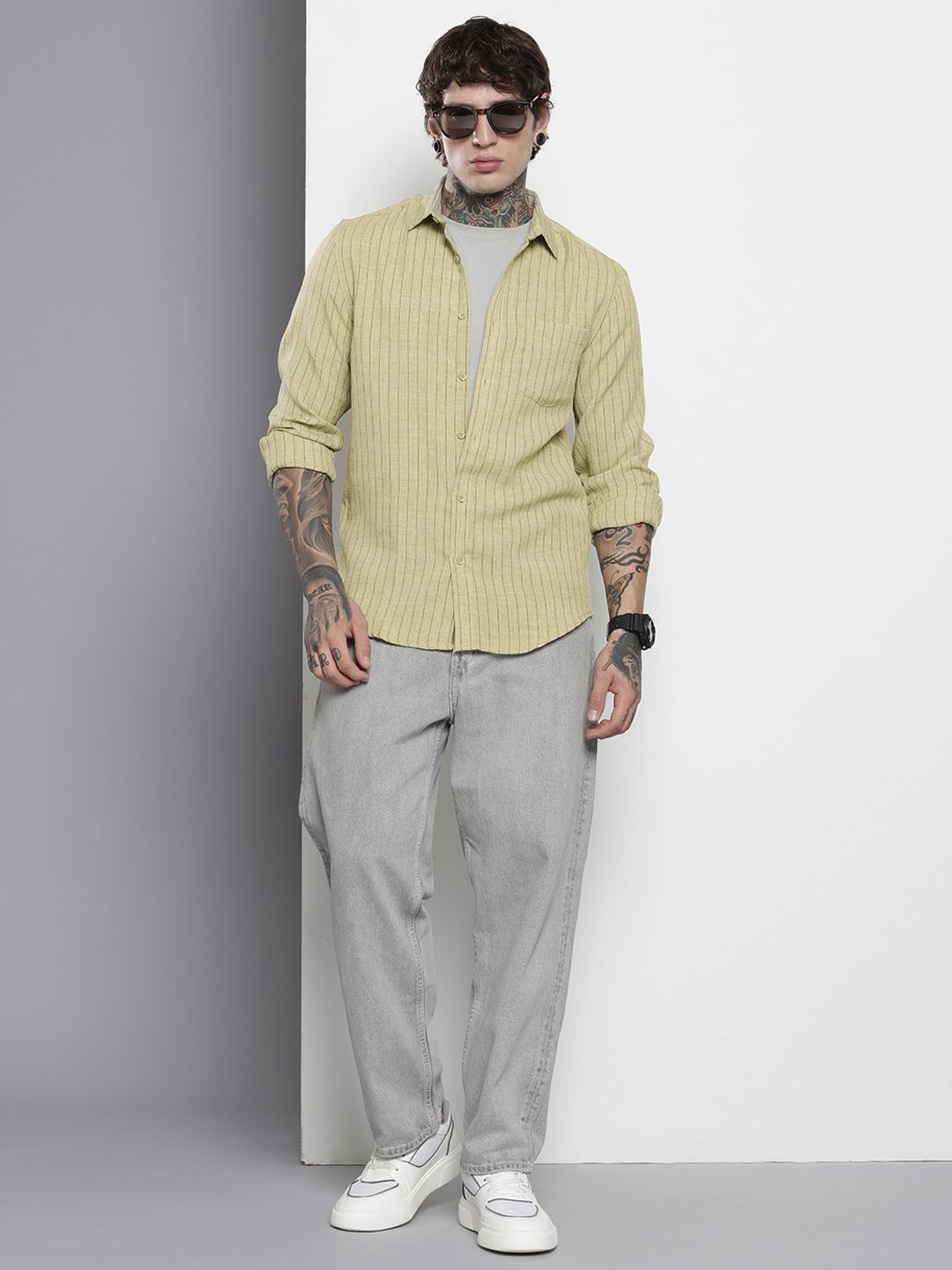 The Indian Garage Co Slim Fit Striped Casual Shirt