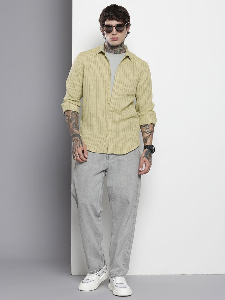 The Indian Garage Co Slim Fit Striped Casual Shirt