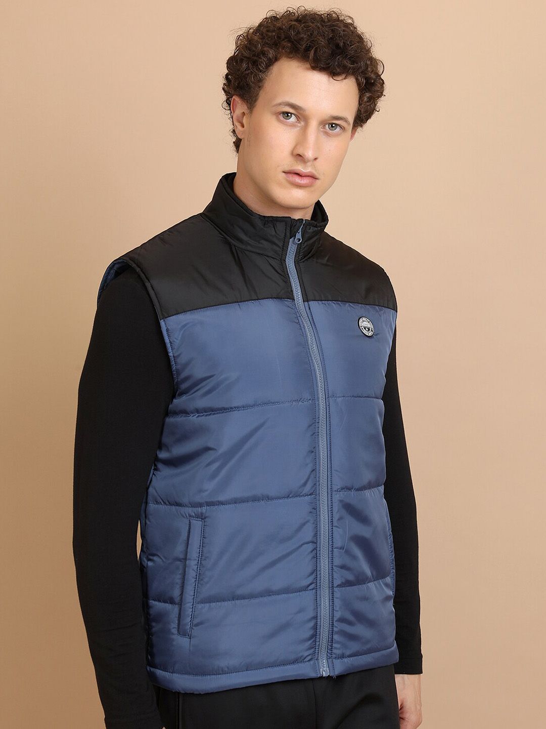 HIGHLANDER Colourblocked Mock Collar Padded Jacket